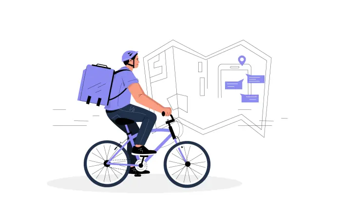 Delivery Boy on a Cycle Flat Character Design Illustration